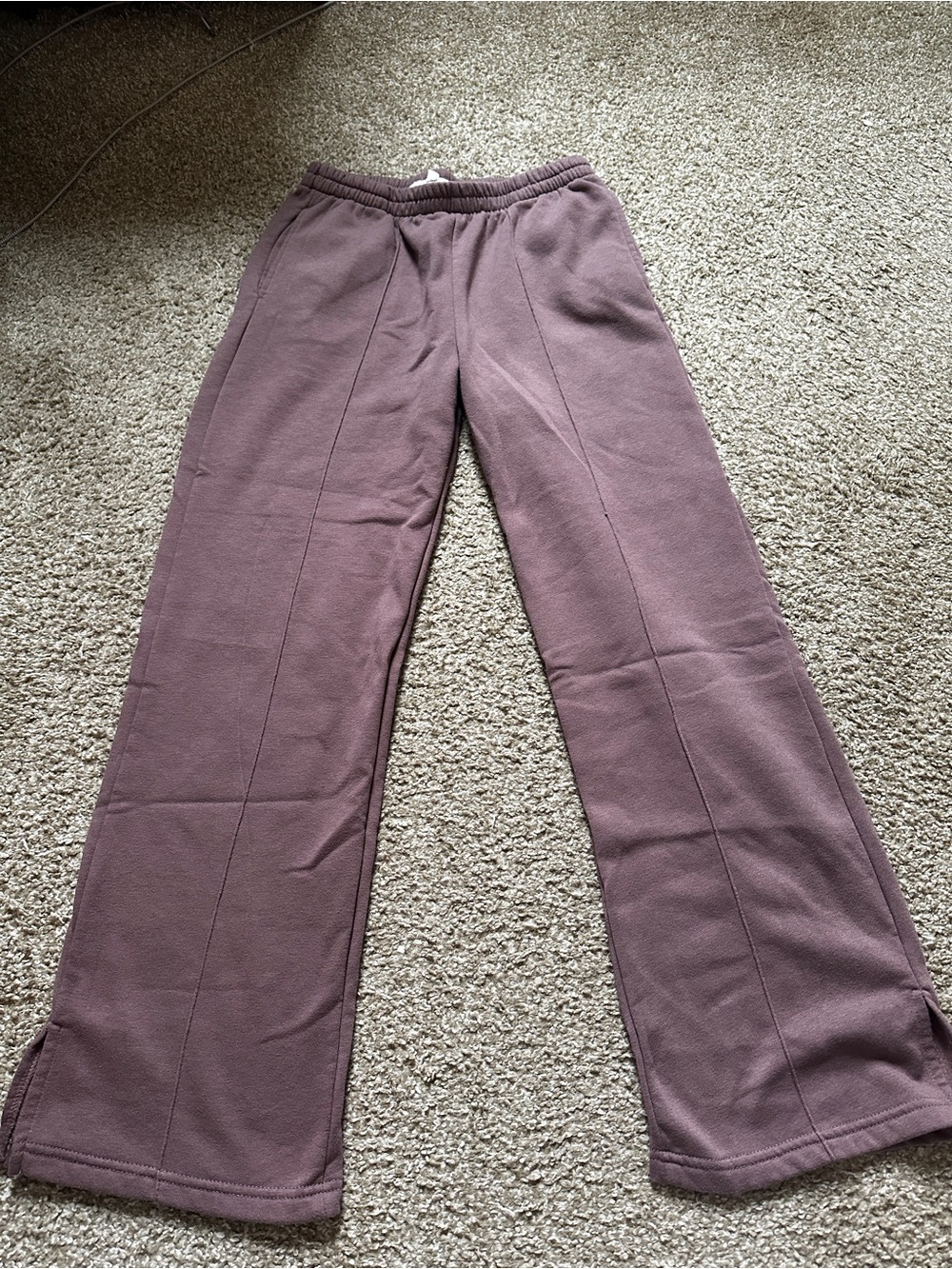 Pink Rose Mauve Wide-Leg Sweatpants